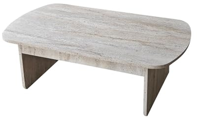 Hanah Home Modern Coffee Table, Travertine Color, 105 x 35 x 60 cm | 100% Melamine Coated Particle Board, 18 mm Thickness, PVC Edgebanding | Stylish & Functional Design