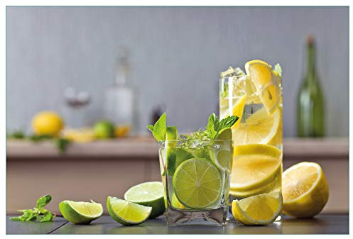 Wallario Küchenrückwand selbstklebend 90 x 60 cm, Motiv: Cocktails mit Limetten und Zitronen | Spritzschutz abwischbar & pflegeleicht