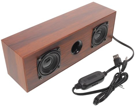 ibasenice Holz Kabelgebundene Lautsprecher mit Immersive Surround Sound und Kompatibel mit PC und Tv Retro Design für Cafés und Boutiquen SNR ≥83db Frequenz 50hz 20khz