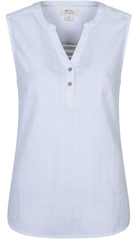 Mountain Warehouse Petra Womens Sleeveless Shirt - 100% Cotton Top, Lightweight Ladies Shirt, Breathable & Machine Washable Blouse - Spring Summer, Travelling White Women's Size 16