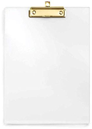 UNIQOOO Dickes, transparentes Acryl-Klemmbrett mit glänzendem Gold-Finish, ideal für moderne Kunstliebhaber, Mode- und Stilexperten, Kalligraphen, Büro, Heimschule, Klassenzimmer und Veranstaltungen.