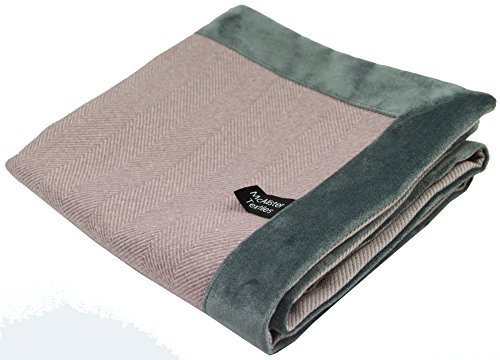 McAlister Textiles Herringbone Boutique Tweed | Überwurf mit Samt umrandet 264cm x 300cm in Flieder Violett & Anthrazit Grau | Decke für Sofa, Bett, Sessel, Picknick mit Wolle-Gefühl