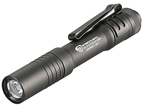 Streamlight 66604 Microstream USB 250-Lumen Tägliches Tragen Wiederaufladbare Taschenlampe mit USB Kabel und Umhängeband, Schwarz