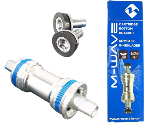 M-Wave Unisex – Erwachsene Carousel BB BSA SQ Kompakt Innenlager, Silber/Blau, Für 68 mm Gehäuse, L1: 119 mm, L2 27 mm