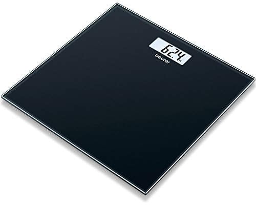 Beurer GS 10 Black Personenwaage, mit LCD Anzeige, Überlastungsanzeige, Abschaltautomatik, flaches und schickes schwarzes Design aus Glas