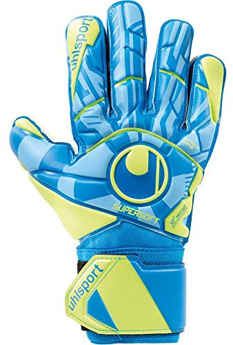 uhlsport Guanti da portiere super morbidi, taglia 10, colore: blu radar, giallo fluo/nero