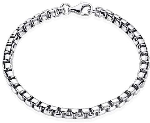 Materia Venezianerkette Silber 925 Herren Armband 5mm rhodiniert SA-92-22 cm
