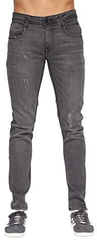 Duck and Cover - Mens 'Tranfold' Essential Faded Abraised Stretch Slim Fit Jeans (38W / 32L, Mid Grey)