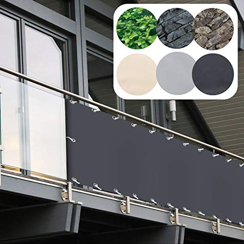 casa pura Brise Vue Balcon - Pare-Vue PVC | Brise Vue Occultant | Protection Visuelle Résistant Intempéries & UV | Brise Vent avec Oeillets & Cordons fournis | Anthracite - 90cm (H) x 600cm (L)