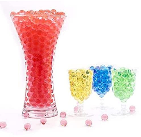Risai Perles d'eau en Gel pour Plantes Hydrogel Remplissage De Vase Boules en Silicone Non Toxiques Perles Magiques Extensibles WaterBeads, Rouge 10g