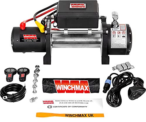 WINCHMAX 13,500lb (6,123kg) Military Grade 12v Electric Winch. Remotes. 'Bare Winch' No Rope, No Fairlead.