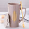 MUXUE Tasse à café en céramique de Grande capacité Mug Noires personnalisées de Haute Tasses à thé avec Couvercle cuillère Tasse de Couple 500ML Cadeau pour Noël, Saint Valentin, Anniversaires