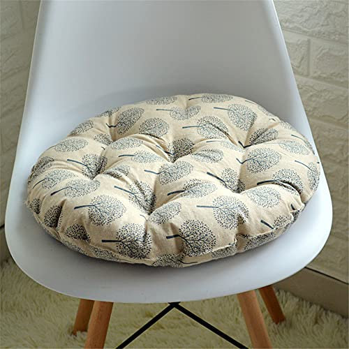 Morbuy Runde Form Stuhlkissen, 100% Baumwolle Dicke Polsterung Sitzkissen für Gartenstuhl, Küche oder Esszimmerstuhl - Bequeme Atmungsaktiv Indoor Outdoor Stuhlauflage (43cm,Beige)