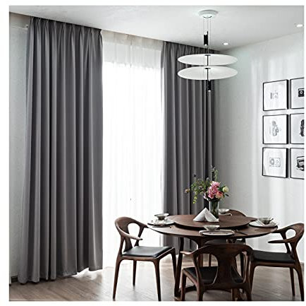 Siunwdiy 2 Stücke Elegantes Grau vorhänge Blickdicht Verdunklungsvorhang mit Kräuselband Energiespar & Wärmeisolierend einfarbig Gardinen Schal für Schlafzimmer Kinderzimmer Wohnzimmer, 300X270CM