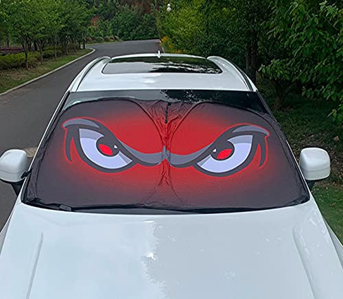 Ojos de Dibujos Animados Expresión traviesa Cubierta del Parabrisas Cubierta de la Ventana del Coche Parasol Plegable para Parabrisas Visera Solar Coche UV Universal 130 × 70 cm