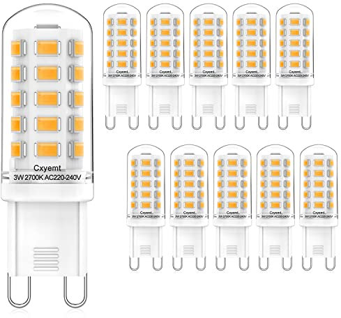 Cxyemt G9 LED Lampe 3W Ersetzt 28W 33W 40W Halogenlampen, 2700K Warmweiß G9 LED Leuchtmittel Glühbirne, AC 220-240V, Nicht Dimmbar, Kein Flickern Energiesparlampe, 10er Pack