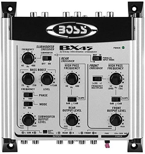 1 Crossover Compatible con Boss Audio Systems BX45 Ecualizador electrónico 2/3 vías 3 Salidas Front/Rear/subwoofer con subwoofer de Control Remoto Incluido, 1 Pieza
