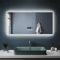 SONNI Badspiegel mit Beleuchtung 120x60 cm Bluetooth Lautsprecher + 3 Lichtfarben einstellbar LED Badezimmerspiegel mit Uhranzeige Lichtspiegel Antibeschlag Wandspiegel