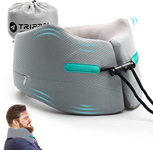 Joscoal Nackenkissen Memory Foam Nackenkissen Reise, Komfort Reisekissen Luxuriös Flugzeug Kinnstütz Travel Pillow Auto-Kopfstütze Stützfunktion Ideal für Reise Büro Autos Bus Zug(Größe L, GRAU)