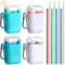 Anruyi 4 Pailles en Silicone Pailles à Boire Réutilisables Pailles Bubble Tea Paille Lavable Sans BPA avec 4 Brosse et 4 Boîte pour Smoothie,Thé à Bulles,Milk-shake