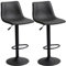 HOMCOM Lot de 2 tabourets de Bar Style Vintage réglable pivotant avec Repose-Pieds revêtement synthétique - Noir - Hauteur réglable 90-110 cm