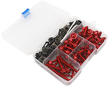 Per Aprilia Rs 125 Sr 50 Rsv4 Shiver DORSODURO 750 1200 Pegaso 650 RSV MILLE R Kit Bulloni Carena Moto Carrozzeria Viti Dado Decorare (Color : Red)