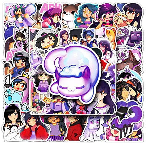 Aphmau Aufkleber, niedliche Cartoon-Anime-Aufkleber für Laptop, Skateboard, Wasserflasche, Gepäck, Computer, Hydroflasche, Handy, Auto, Fahrrad, Vinyl, wasserdicht, Spielaufkleber für Teenager,