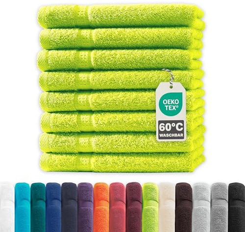 Müskaan® 8er Handtuch Set Apfelgrün, 100% Baumwolle, 50x30cm, 500g/m² – Öko-Tex, Frottee Handtücher Set Baumwolle, Gästetücher 30x50cm, Handtuchset Grün für Bad, 60°C waschbar, Frotteetücher