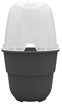 Plastard Anzuchthaube mit Blumentopf 16 cm Durchmesser Anthrazit runder Anzuchttopf Anzuchthilfe Mini Gewächshaus Pflanztöpfe für Kräuter und Gemüse Ideal für Wohnung Balkon und Garten