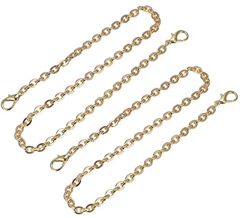 uxcell Geldbörsen-Kettenriemen, 2 Stück, 61 x 0,6 cm, flacher Kettenriemen, Handtaschenketten, Zubehör, Geldbörsenriemen, Schultergurte, Crossbody-Ersatzgurt, goldfarben