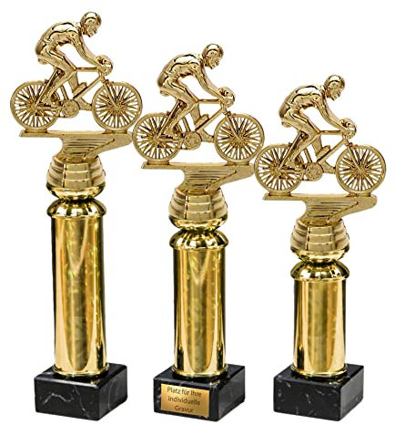 eberin – Radsport Pokal groß - Trophäe mit Gravur/Wunschtext für Stadtradeln – Tour Award aus Marmor – Ideal für Wettkämpfe – Pokal in 3 Größen