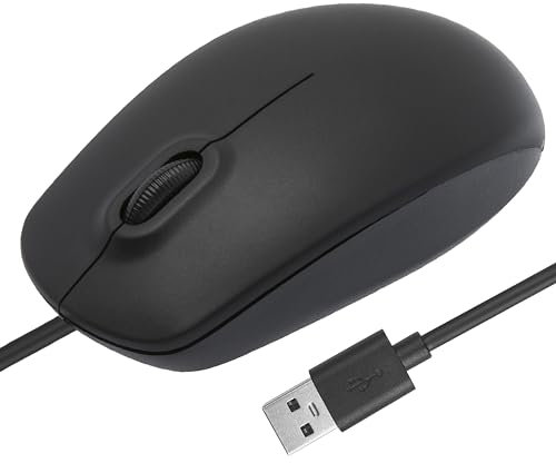 apm Neko Souris Filaire USB, Capteur Optique 1000 DPI, Ambidextre, Standard, Ergonomique Plate, Coloris Noir, Compatible avec PC Mac Ordinateur Portable, 200009