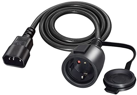 RIIEYOCA Cable Adaptador de Corriente SAI C14 Macho a CEE7 Hembra, Cable IEC 320 C14 Macho a Europeo Schuko Hembra con Tapa Protectora, Negro, 1m