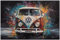 Printonia Leinwandibild 120x80cm VW Transporter VW-Bus T1 Abstrakt Art Bilder Dekoration Wandbild Kunstdruck Automobil Deko