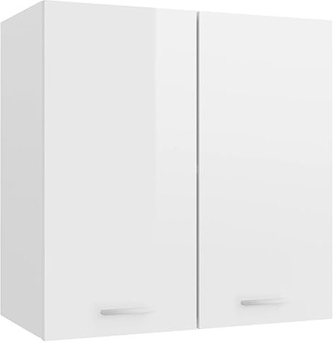 FIRBNUS Meuble de Cuisine Armoire Suspendue Blanc Brillant 60x31x60 cm Aggloméré Armoire de Rangement Grande Capacité Largement Utilisée dans Restaurants Hôtels Lieu de Travail