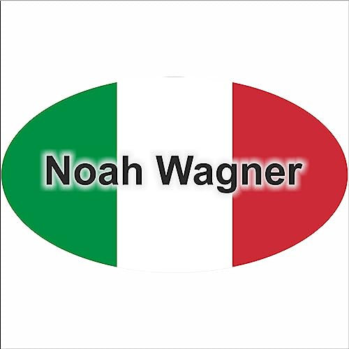 Kiwistar Klebeetiketten - Aufkleber - Fahne - Flagge - Italien - 10x6,6 cm - mit Wunschtext - Name - personalisiert - Namensaufkleber - Autoaufkleber - Racing