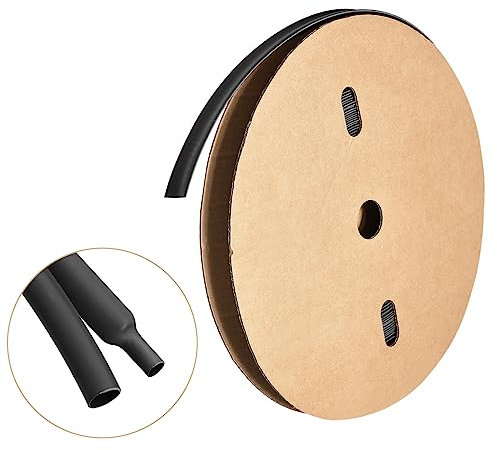 sourcing map Tubo termorretráctil, relación 3:1 de 1/2 pulgada de diámetro, 50 pies, con forro adhesivo, tubo termorretráctil de doble pared, impermeable, sellado negro
