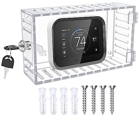 Cucimfew Universal Thermostat Lock Box with Key, Large Thermostat Guard Cover, Acrylic Clear Thermostat Guard for Wall, Thermostat Cover Fits Thermostats 7.87 H x 4.72 W x 2.24 D or Smaller