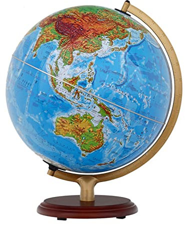 Världsglob Upplyst världsglob Dia 10 tum med trästativ Färgglad Lättläst, hög tydlig karta Geografisk ljusglob för kontor, Blue Ocean Pedagogisk Glob