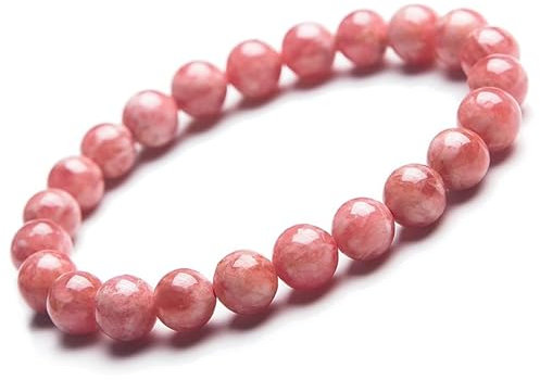 Coffret Bracelet pierre Rhodochrosite rose perles véritable 8 mm AA + fleur de vie en bois et pochon coton Offert. Un véritable bijoux naturelle - idée cadeau originale naturel lithotherapie
