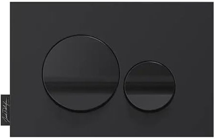 Jacob Delafon - Plaque de Commande WC Suspendu - Compatible bâtis-support Touches Rondes - Plaque Noir Mat, Touches Noir brillant - E20859-7-BMT