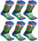 BRUBAKER 6 Paar Weihnachtssocken für Damen und Herren - Weihnachtsmuster Rentiere Grün - Baumwolle Socken Weihnachten - Größe 41-45