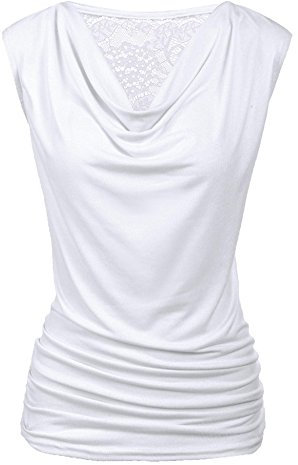 PINSPARK Tank Top Damen Sommer Tanktops Ärmellos Oberteile Rundhals Blusentop Lässige Sexy Vest Top Basic Bluse Weiß L