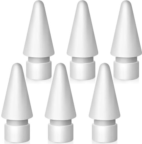Lot de 6 embouts de rechange pour Apple Pencil 2ème génération/1ère génération, accessoires de pointe de crayon pour iPad Pro Pencil 2/1 génération