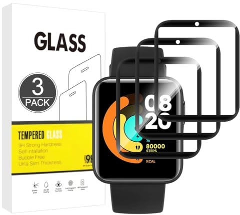 E-Hamii Protector de pantalla Compatible con Xiaomi Mi Watch Lite,[3 Pack] [Cubierta completa curvada en 3D][Resistente a los arañazos] Protector para Xiaomi Mi Watch Lite