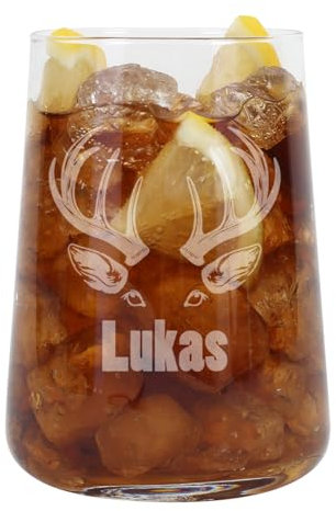 Herz & Heim® Longdrinkglas 430ml mit Gravur personalisiert (Hirsch)