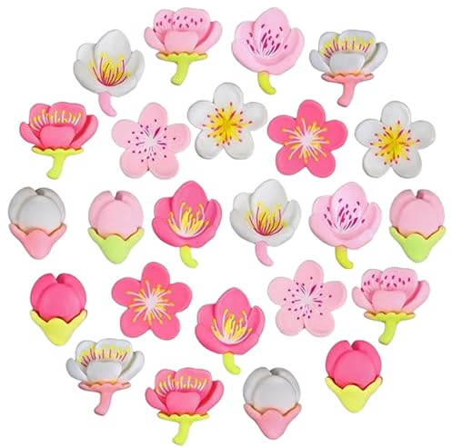24 PCS Flower Shoe Charms Croc Charms for Adults, DIY Shoe Decorations crocs charms Cherry Blossom Shoe Decoration Charm Cute