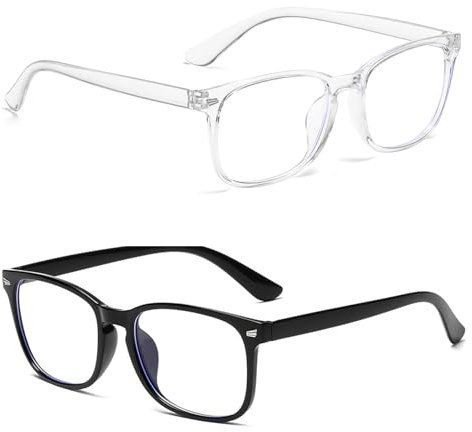 ZSRVAJ 2 Pcs Blue Light Glasses, Fake Glasses, Anti Glare Glasses, Blue Light Glasses Men Anti Glare Clear Computer Glasses to Prevent Eye Strain Super Light Weight Fashion