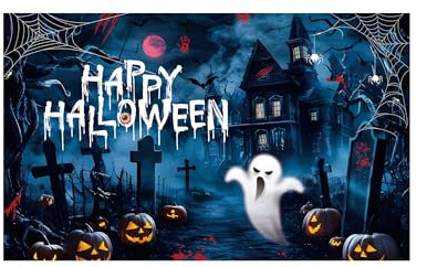Atsmoce® Pancarta de Decoración de Halloween - Terror, 1,1 m x 1,8 m, Poliéster, para Fiesta (B)