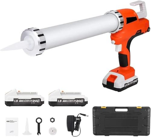 Wrobelax Caulking Guns Cordless Cartridge Sausage Caulking Gun Sealant Caulk Adhesive Gun 20V Battery Powered Caulk Gun For 10-20oz (300-600ML) Cartridges And Sausage Packs(Size:2battery)